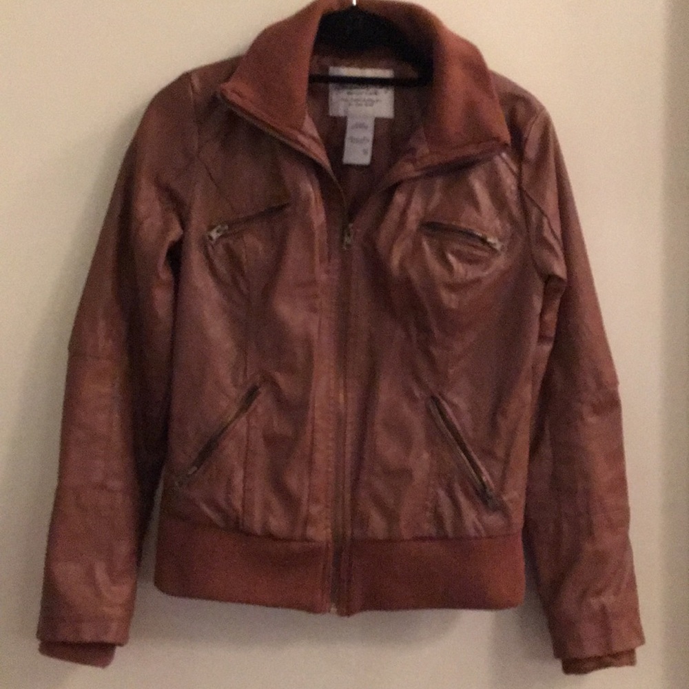 Faux Leather Bomber Jacket